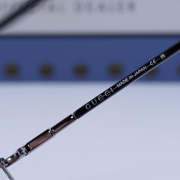 Gucci GG1352O 001 Rectangle Eyeglasses - Shiny Ruthenium/Black 53mm - Picture 9 of 12